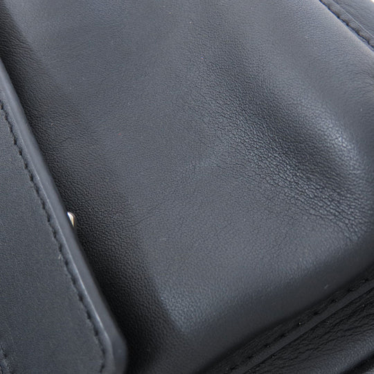 Furla Backpack leather black logo Women Used Authentic
