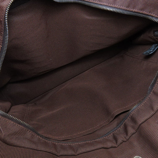 HERMES Tote Bag canvas Brown Her LineMM Women Used Authentic