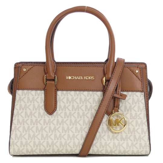 MICHAEL KORS Tote Bag PVC white MK Signature 2WAY Women Used Authentic