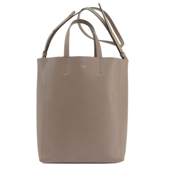 CELINE Handbag leather Brown Vertical Cabas 2WAY Women Used Authentic
