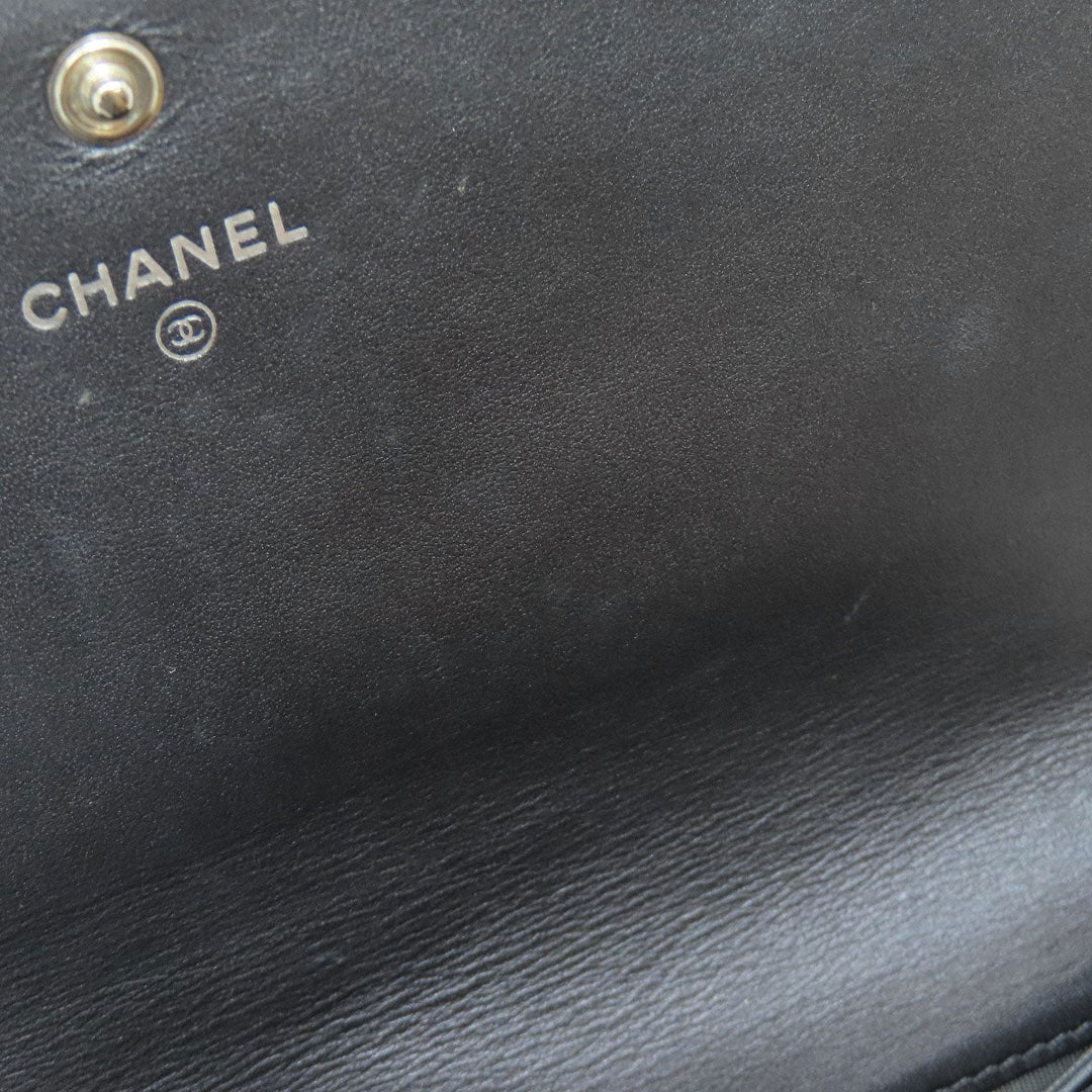 CHANEL Long Wallet Purse Soft Grained Calfskin gray COCO Mark Women Used Authentic