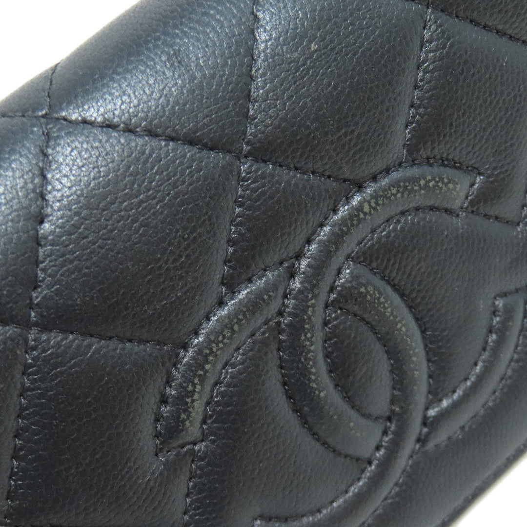 CHANEL Long Wallet Purse Soft Grained Calfskin gray COCO Mark Women Used Authentic