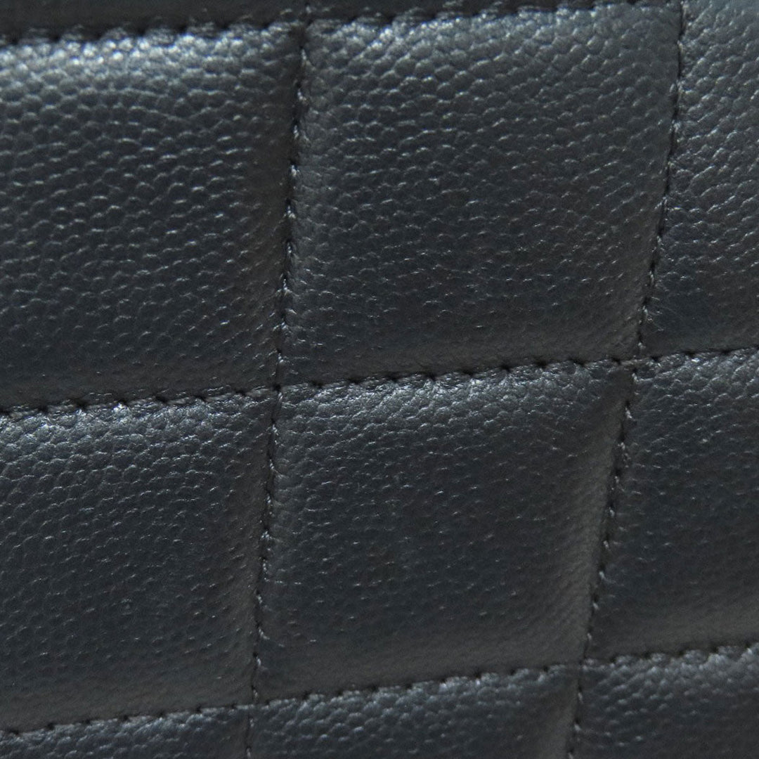 CHANEL Long Wallet Purse Soft Grained Calfskin gray COCO Mark Women Used Authentic