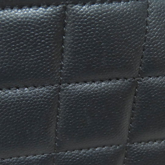 CHANEL Long Wallet Purse Soft Grained Calfskin gray COCO Mark Women Used Authentic
