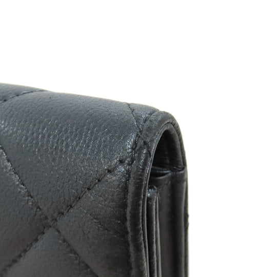 CHANEL Long Wallet Purse Soft Grained Calfskin gray COCO Mark Women Used Authentic