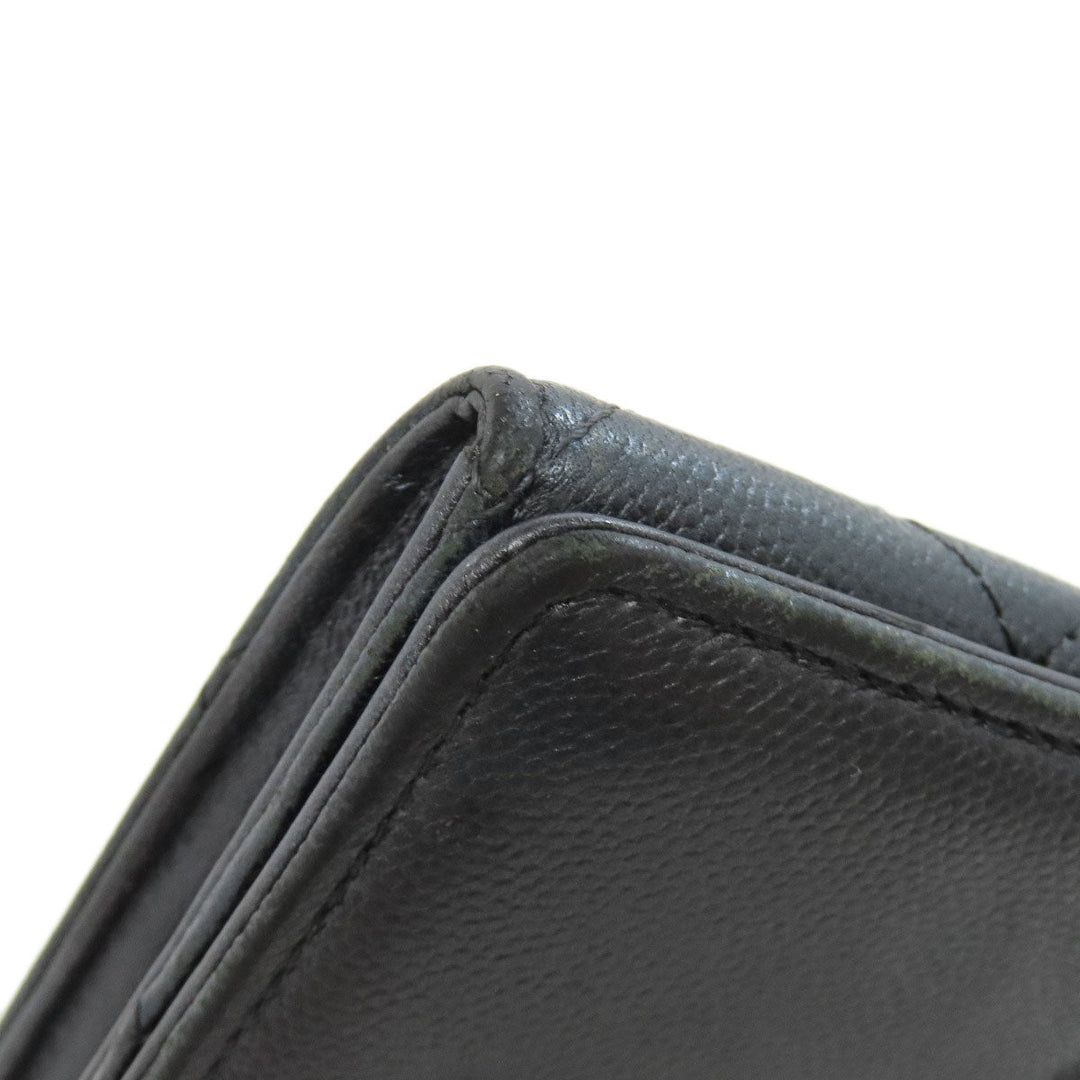 CHANEL Long Wallet Purse Soft Grained Calfskin gray COCO Mark Women Used Authentic