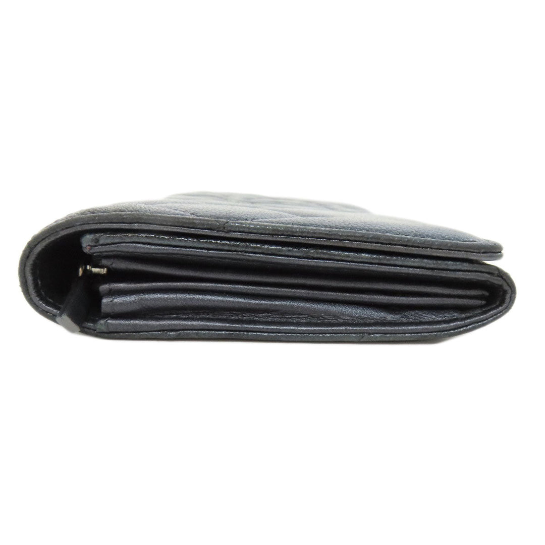 CHANEL Long Wallet Purse Soft Grained Calfskin gray COCO Mark Women Used Authentic