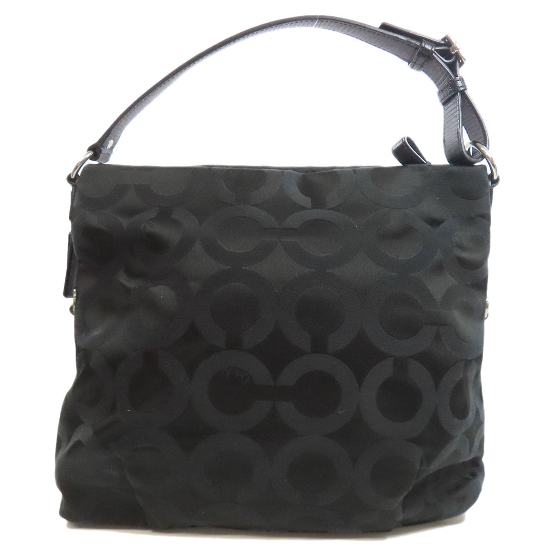 COACH Shoulder Bag 21764 canvas black Madison Op Art 2WAY Women Used Authentic