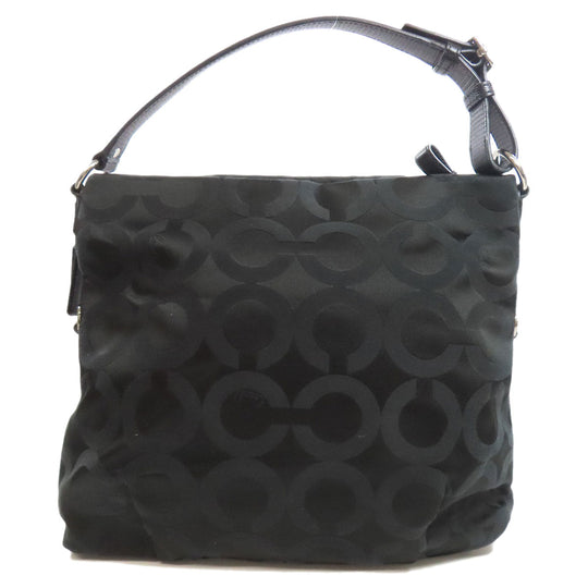 COACH Shoulder Bag 21764 canvas black Madison Op Art 2WAY Women Used Authentic