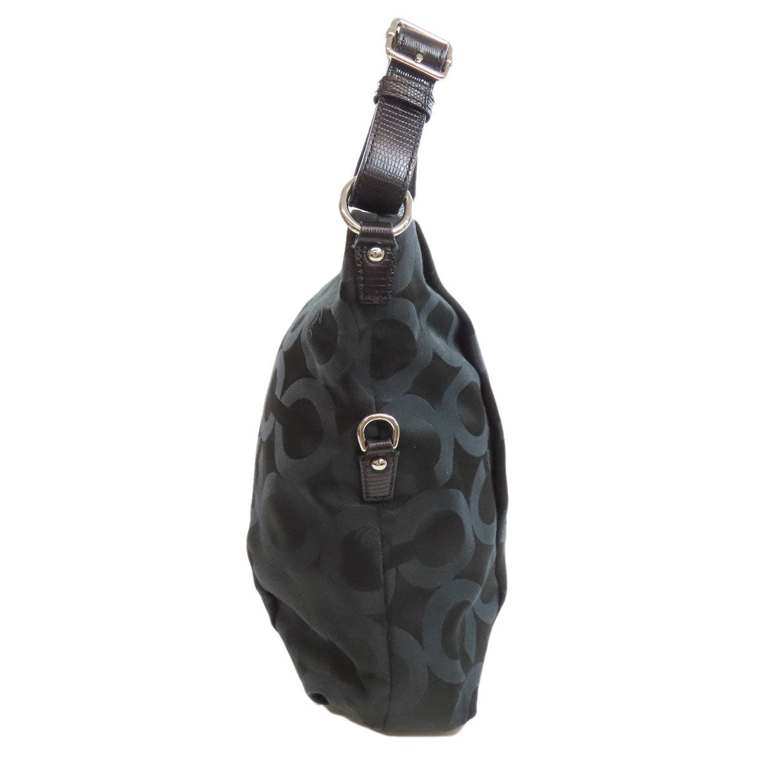 COACH Shoulder Bag 21764 canvas black Madison Op Art 2WAY Women Used Authentic