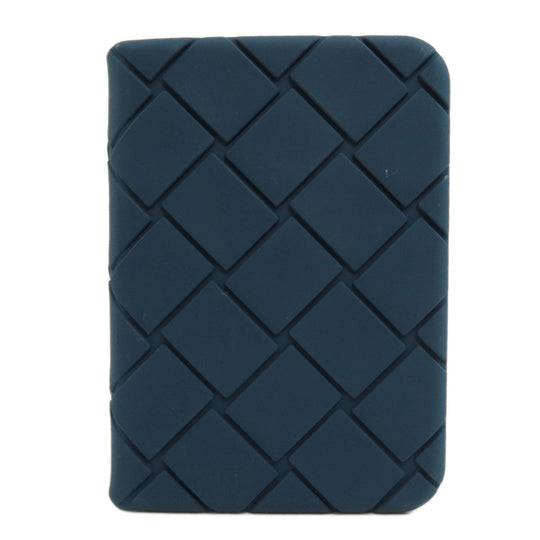 BOTTEGAVENETA Card Case rubber Navy Embossing Women(Unisex) Used Authentic