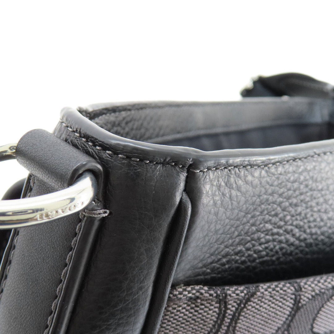 COACH Shoulder Bag CE534 leather black Signature Women Used Authentic