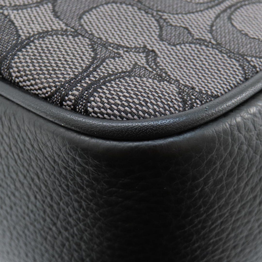 COACH Shoulder Bag CE534 leather black Signature Women Used Authentic