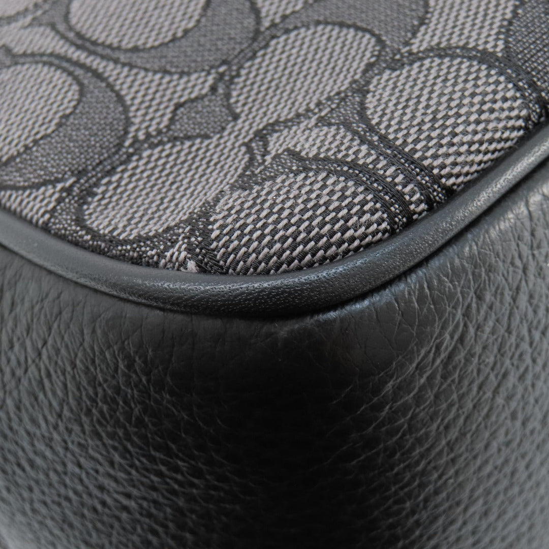 COACH Shoulder Bag CE534 leather black Signature Women Used Authentic