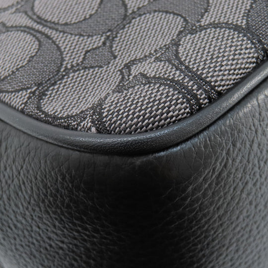 COACH Shoulder Bag CE534 leather black Signature Women Used Authentic