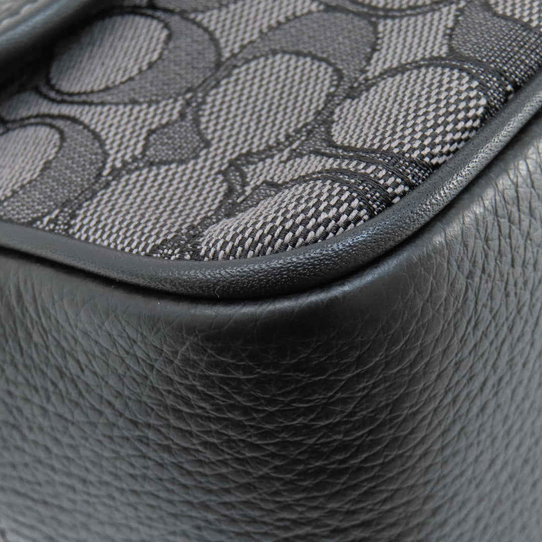 COACH Shoulder Bag CE534 leather black Signature Women Used Authentic