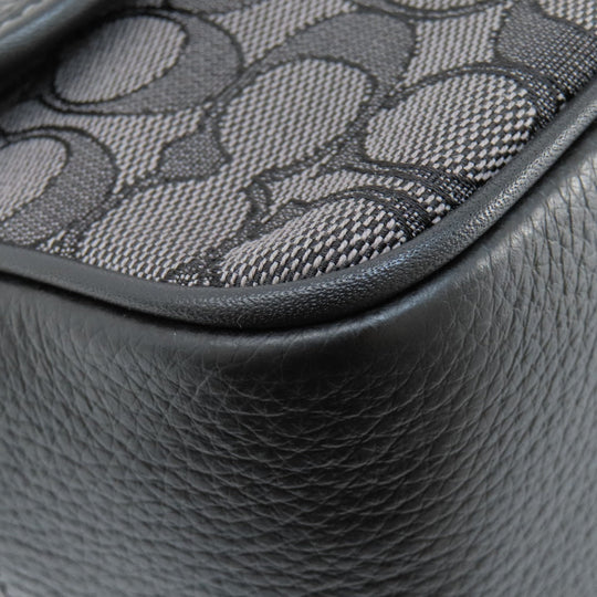 COACH Shoulder Bag CE534 leather black Signature Women Used Authentic