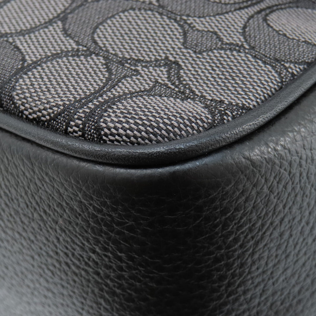 COACH Shoulder Bag CE534 leather black Signature Women Used Authentic