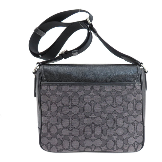 COACH Shoulder Bag CE534 leather black Signature Women Used Authentic