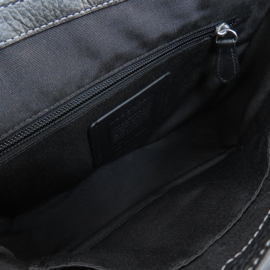 COACH Shoulder Bag CE534 leather black Signature Women Used Authentic