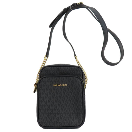 MICHAEL KORS Shoulder Bag PVC black MK signature Women Used Authentic