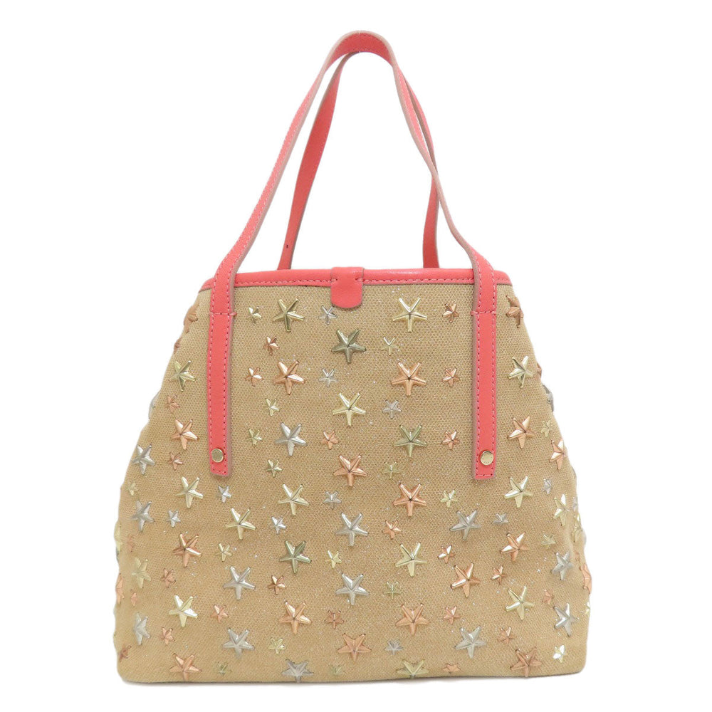 JIMMY CHOO Tote Bag canvas Brown sasha star motif Women Used Authentic