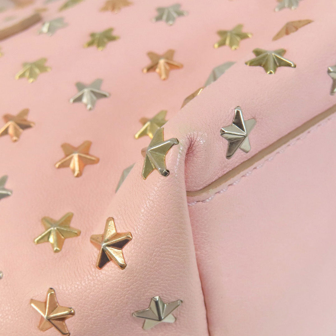JIMMY CHOO Handbag leather pink Star motif 2WAY Women Used Authentic