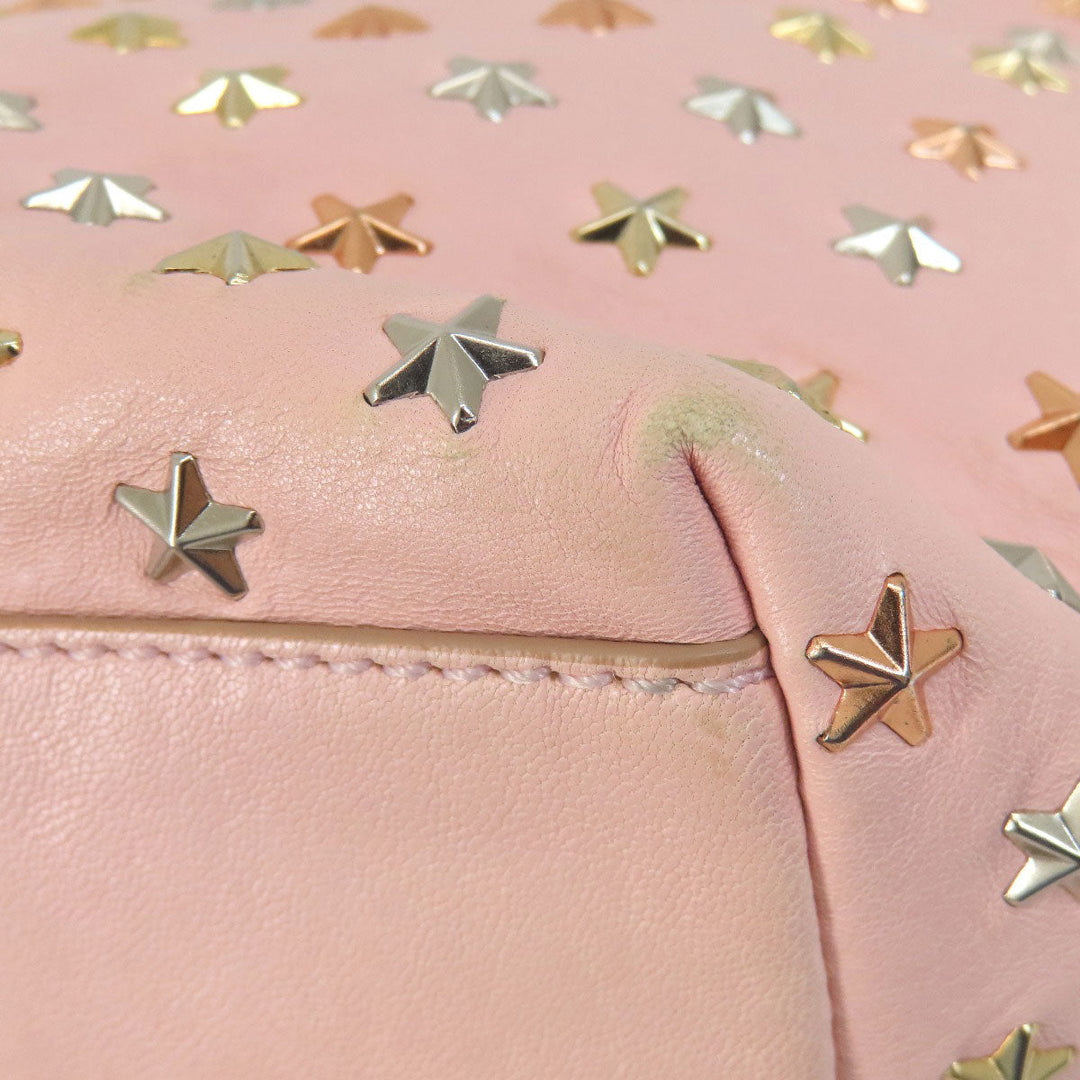 JIMMY CHOO Handbag leather pink Star motif 2WAY Women Used Authentic
