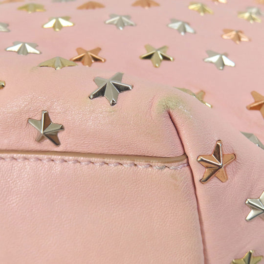 JIMMY CHOO Handbag leather pink Star motif 2WAY Women Used Authentic