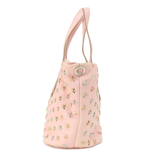 JIMMY CHOO Handbag leather pink Star motif 2WAY Women Used Authentic