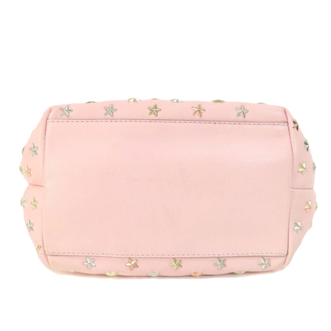 JIMMY CHOO Handbag leather pink Star motif 2WAY Women Used Authentic