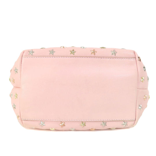 JIMMY CHOO Handbag leather pink Star motif 2WAY Women Used Authentic