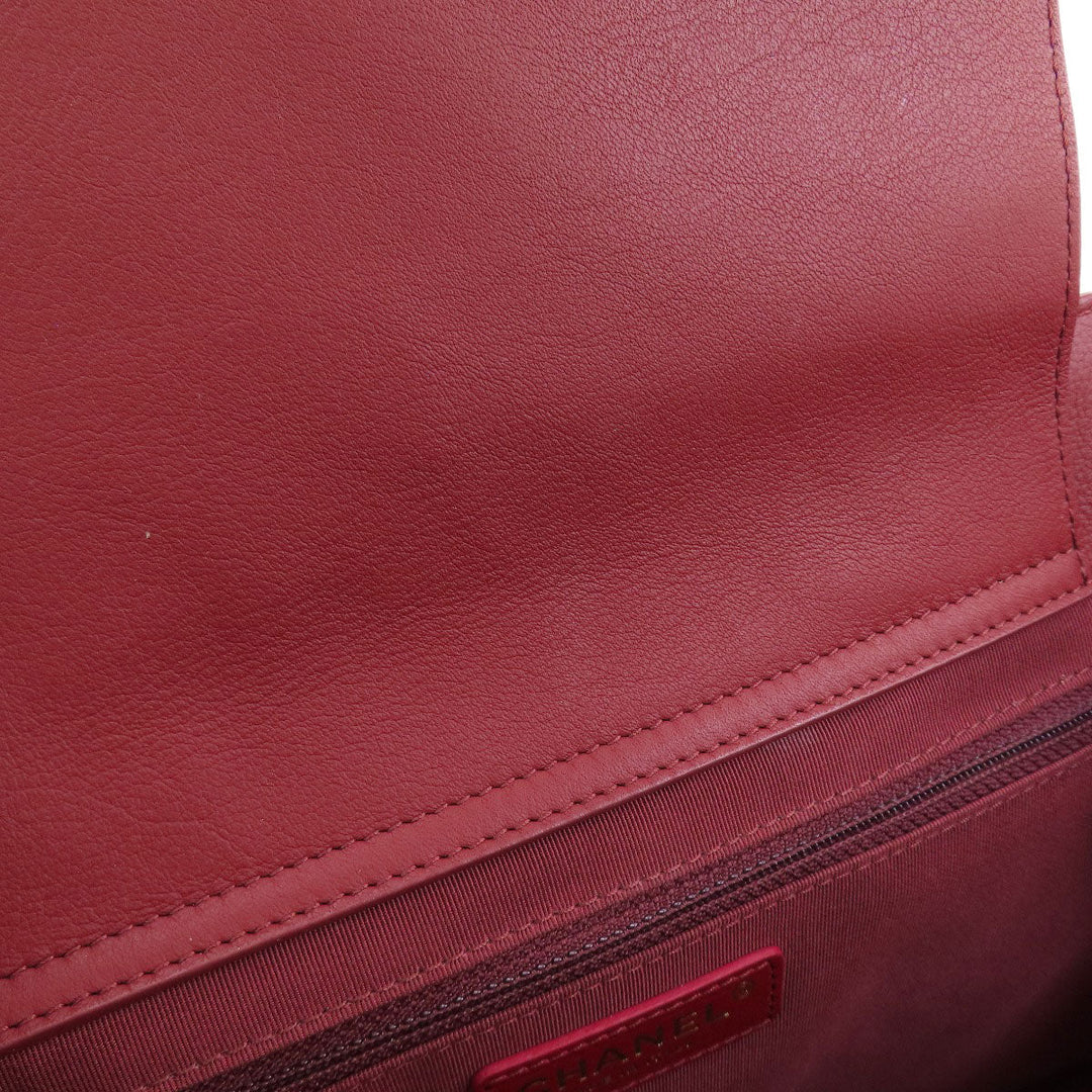 CHANEL Handbag Calfskin Red COCO Mark Gold Metal 2WAY
