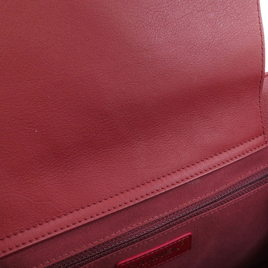 CHANEL Handbag Calfskin Red COCO Mark Gold Metal 2WAY