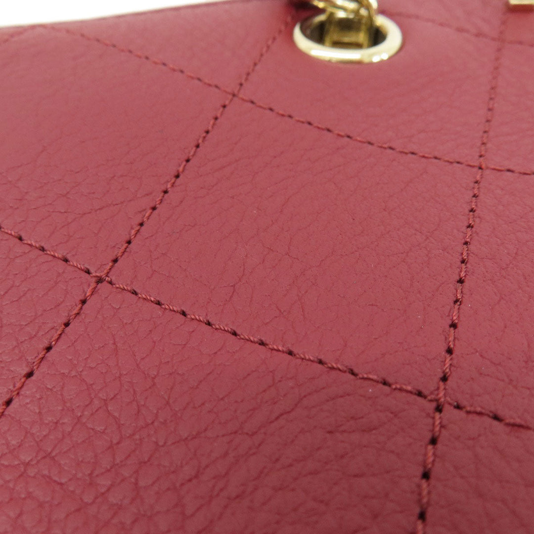 CHANEL Handbag Calfskin Red COCO Mark Gold Metal 2WAY