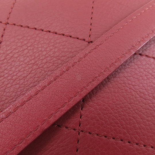 CHANEL Handbag Calfskin Red COCO Mark Gold Metal 2WAY