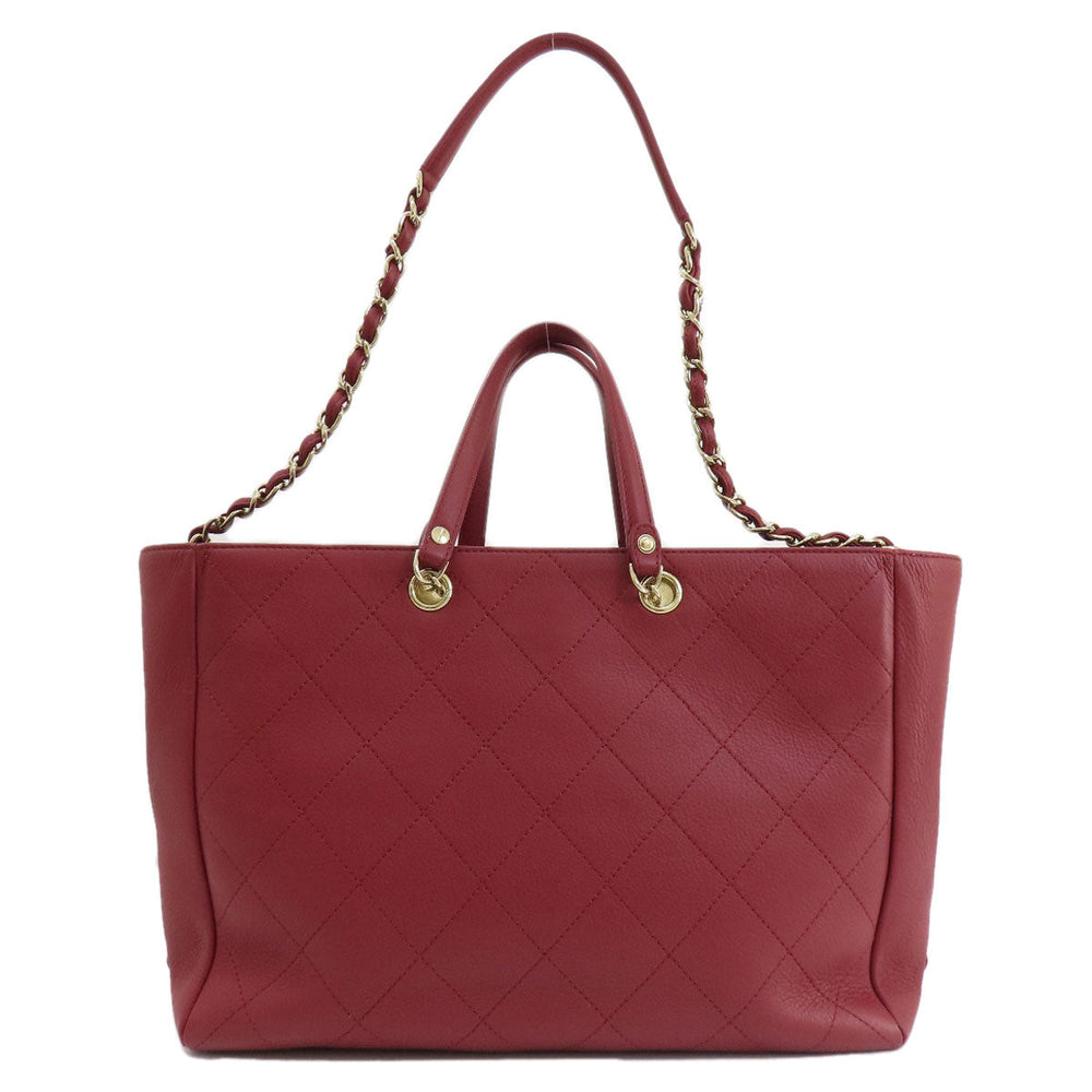 CHANEL Handbag Calfskin Red COCO Mark Gold Metal 2WAY