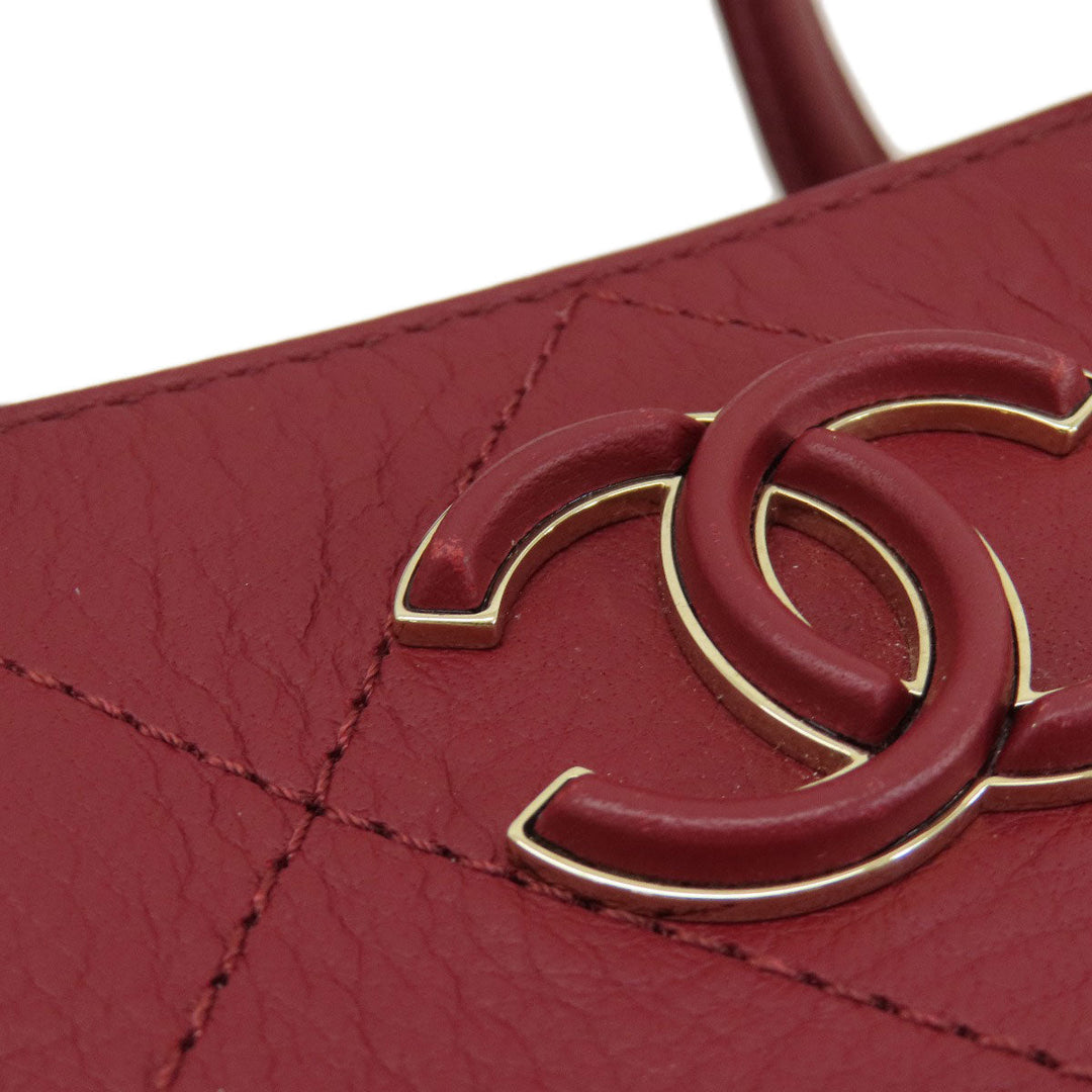 CHANEL Handbag Calfskin Red COCO Mark Gold Metal 2WAY