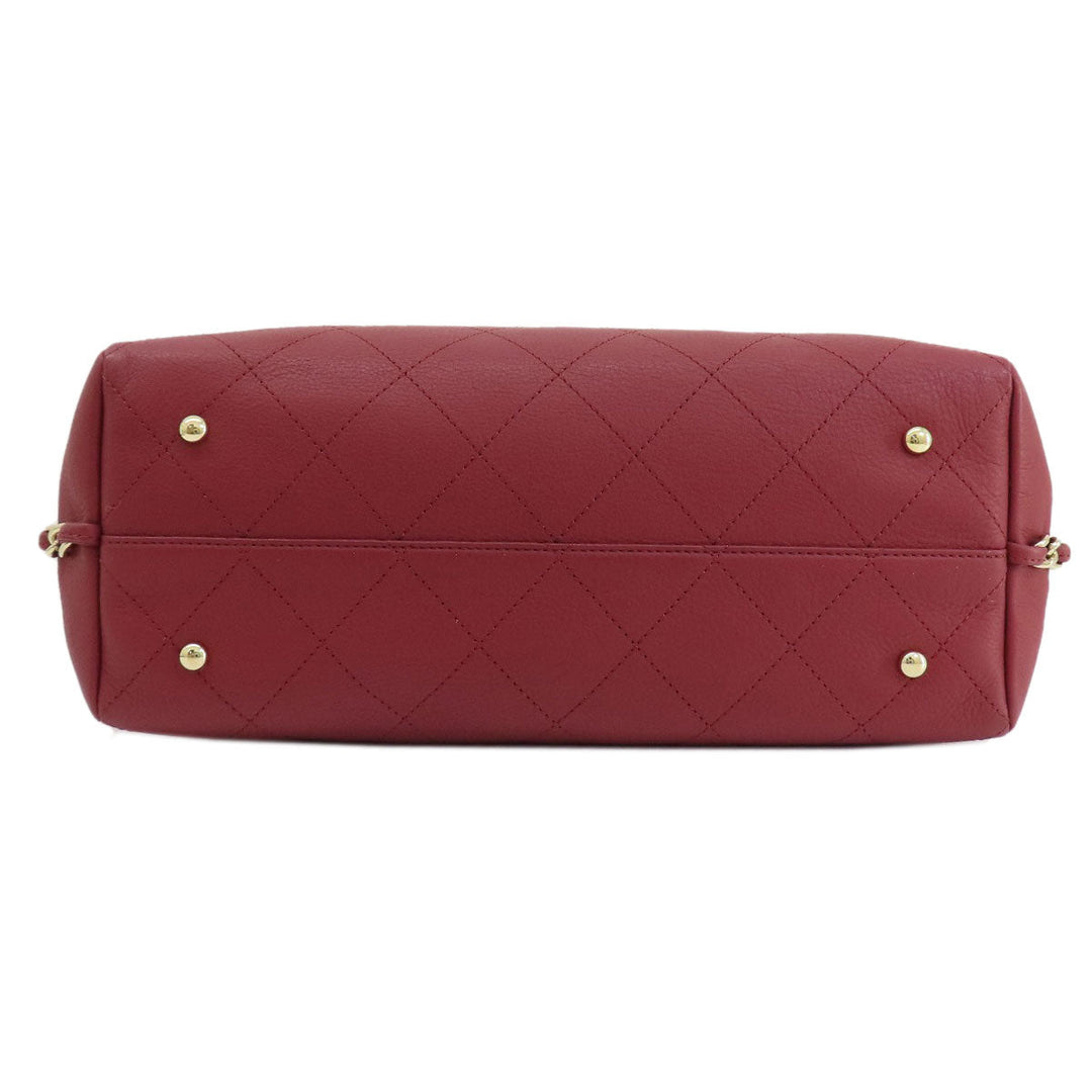 CHANEL Handbag Calfskin Red COCO Mark Gold Metal 2WAY