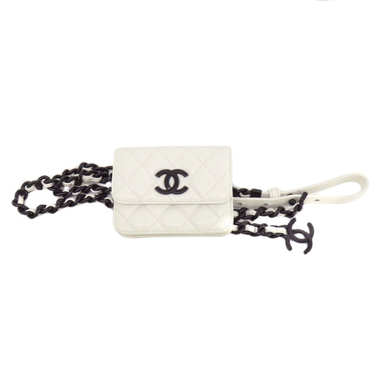 CHANEL Hip bag Grained Calfskin Skin white Matelasse SilverMetal