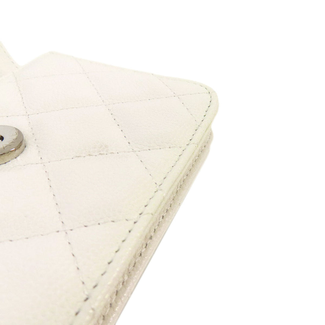 CHANEL Hip bag Grained Calfskin Skin white Matelasse SilverMetal