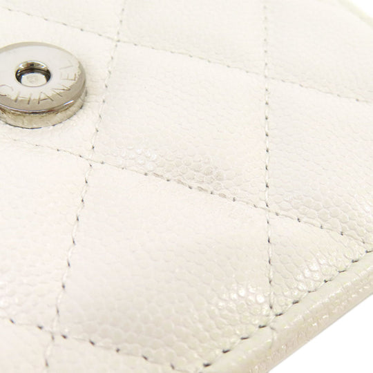 CHANEL Hip bag Grained Calfskin Skin white Matelasse SilverMetal