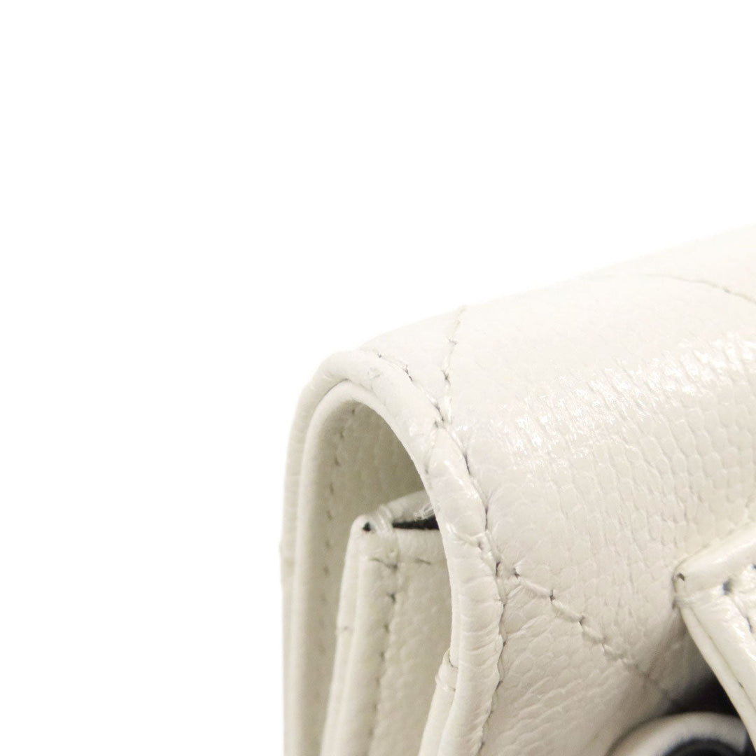 CHANEL Hip bag Grained Calfskin Skin white Matelasse SilverMetal