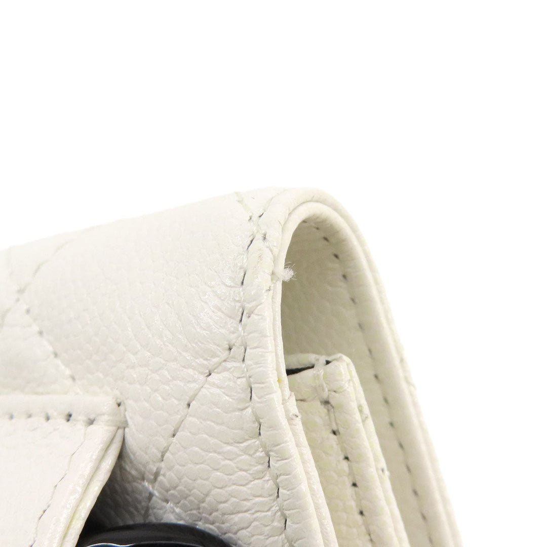 CHANEL Hip bag Grained Calfskin Skin white Matelasse SilverMetal