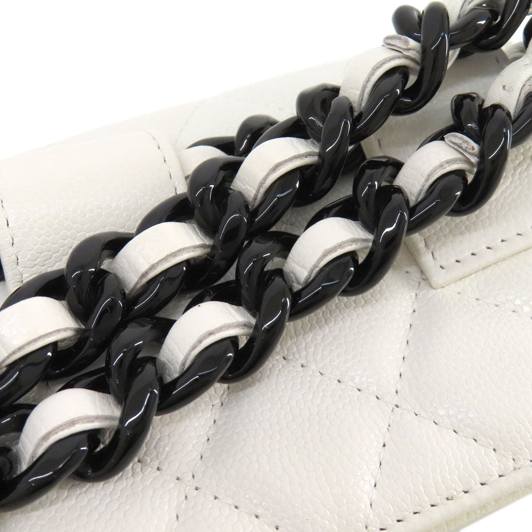 CHANEL Hip bag Grained Calfskin Skin white Matelasse SilverMetal