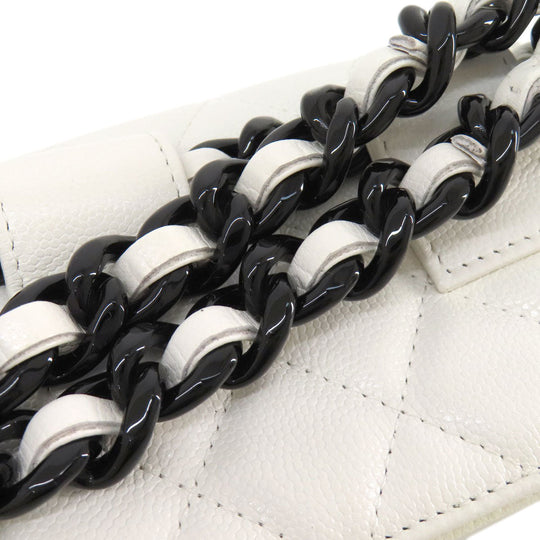 CHANEL Hip bag Grained Calfskin Skin white Matelasse SilverMetal