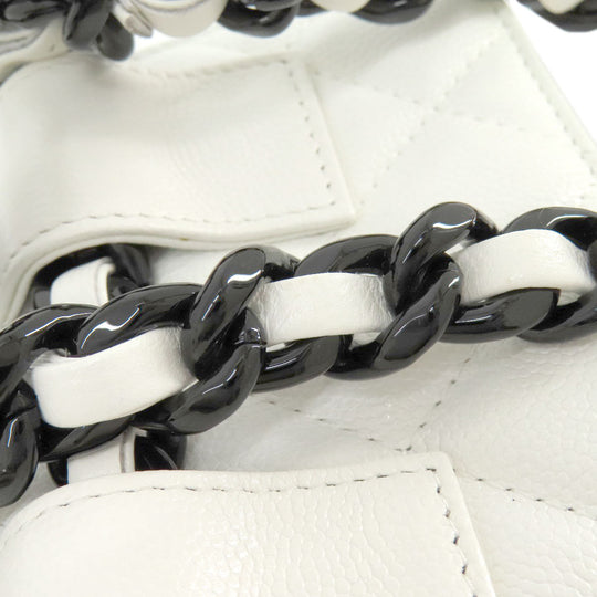 CHANEL Hip bag Grained Calfskin Skin white Matelasse SilverMetal