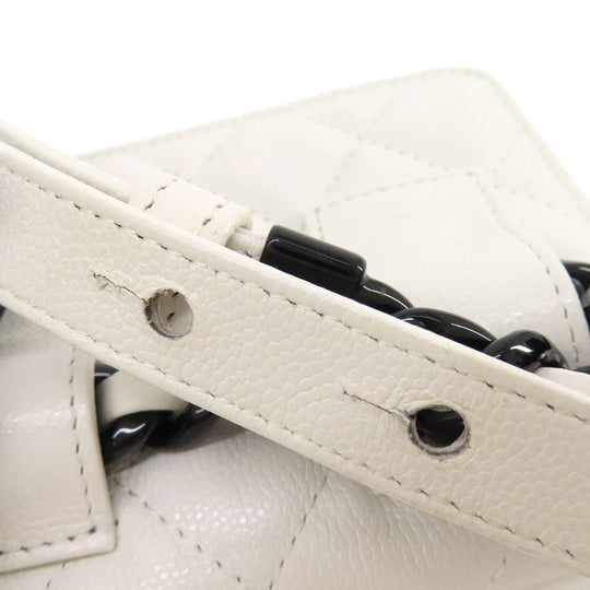 CHANEL Hip bag Grained Calfskin Skin white Matelasse SilverMetal
