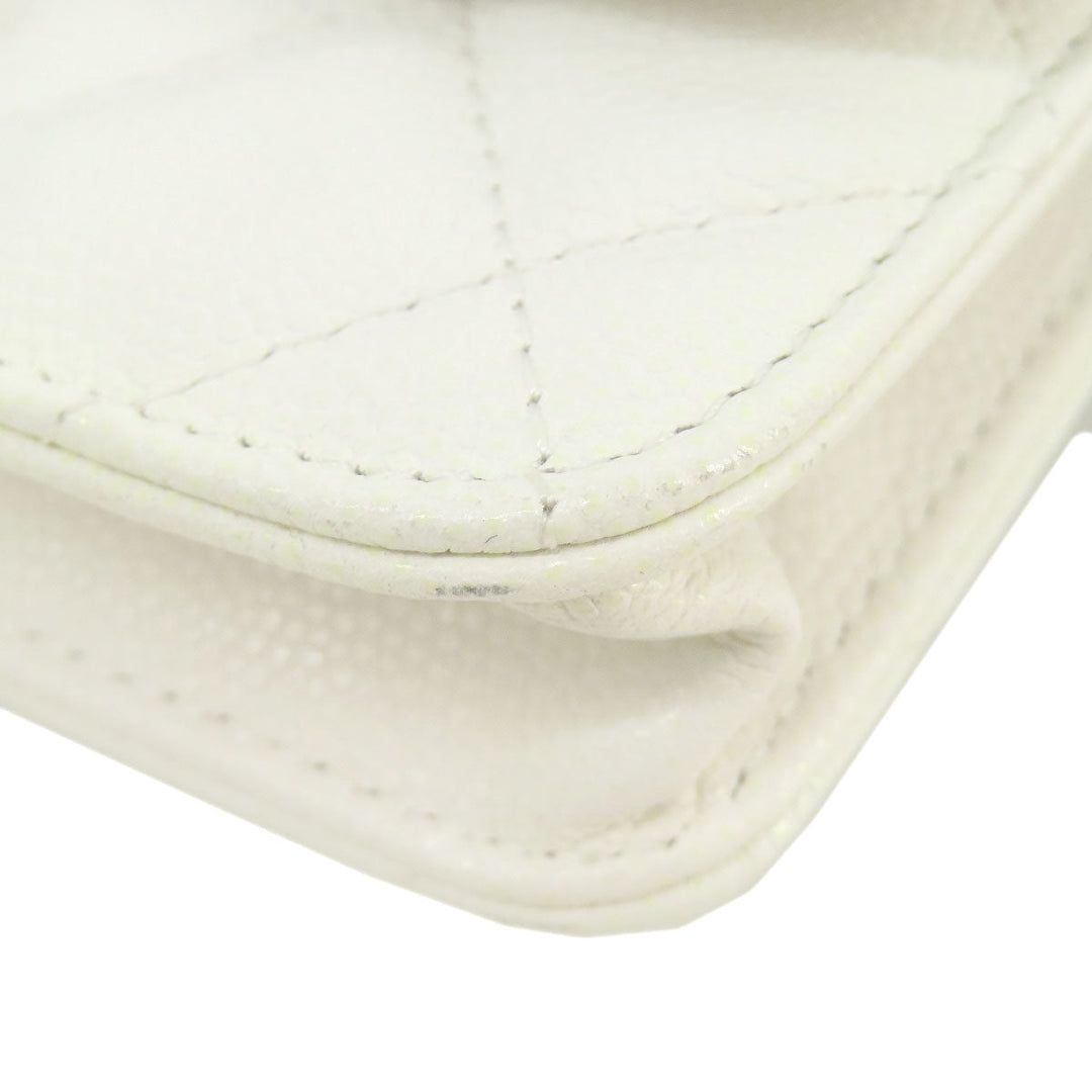 CHANEL Hip bag Grained Calfskin Skin white Matelasse SilverMetal