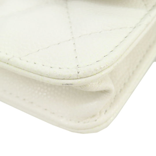 CHANEL Hip bag Grained Calfskin Skin white Matelasse SilverMetal
